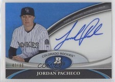 2011 Bowman Platinum Prospect Blue Refractor 47/99 Jordan Pacheco Auto d4y