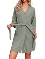 Ekouaer Robes for Women Waffle Knit Bathrobe Soft Lightweight Knee Length Lou...