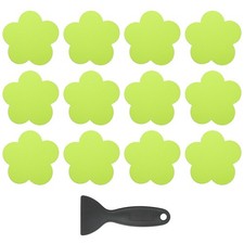 12 Pcs Non Slip Bathtub Stickers with Scraper Anti Slip Flower Grass Green