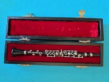 Mini Clarinet Figurine In Box With Red Lining Metal 6 1/4" Long