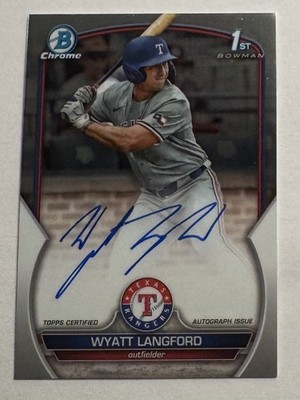 Wyatt Langford Bowman Draft Chrome 2023 1st Bowman Auto Texas Rangers Prospect