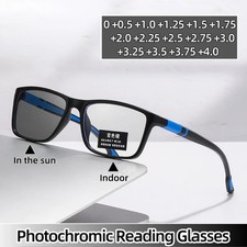 Square Anti Blue Light Photochromic Sport Reading Glasses Lightweight Sunglasses