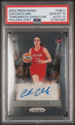 2024 PANINI PRIZM WNBA THROWBACK SIGNATURES #TBCC CAITLIN CLARK PSA 10 AUTO 10