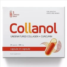 Collanol 20 Capsules Intact Collagen Curcumin Joint Support Pain Relief France