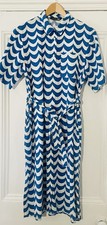 Uniqlo Marimekko Women’s Blue White Short-Sleeve Linen Blend Dress S UK 10 EU 38