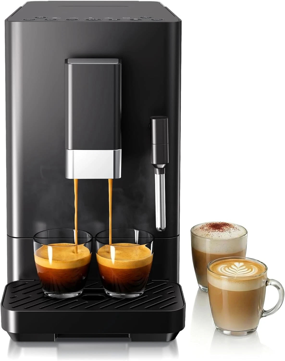 Automatic Espresso Machine 20 Bar Coffee Maker W/ Grinder & Milk Frother Steam