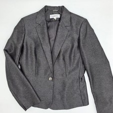 Calvin Klein Women's Gray One Button Blazer Suit Jacket Size 8