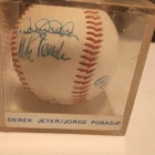 Derek Jeter Jorge Posada Original Autographed Baseball in Display Case