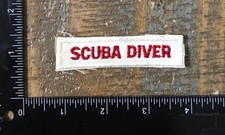 Vintage SCUBA DIVER Ocean Diving Embroidered Sew-On Tab Patch 1970s White/Red