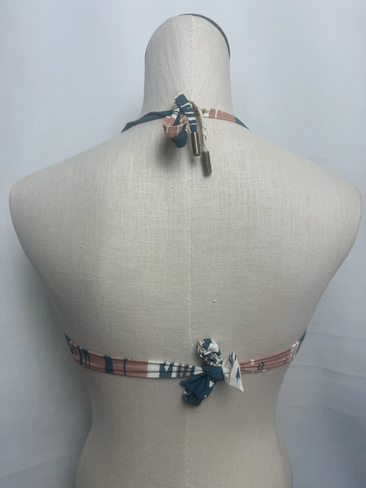 Top de bikini rojo Carter verde azulado y blanco acolchado envolvente alrededor del cuello nuevo sin etiquetas pequeño Foto 3 de 4