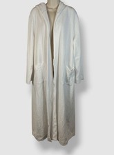 Hanro Women's White Plush Hooded Long Robe Size XL