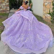 Glitter Quinceanera Dress Off Shoulder Appliques Beading Party Gown Customized