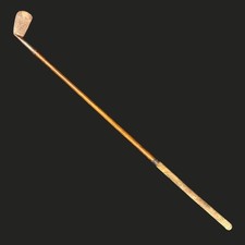Vintage Hickory Shaft Golf Club Forged Mashie Iron 36 Leather Grip Antique