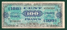France Allied Military Currency 100 Francs Replacement Note WWII 1944, P-118x F+