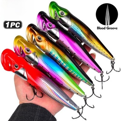 Topwater Barsch Angelköder ABS Kunststoff Popper 12cm 19g 16cm 50g mit 3D Augen