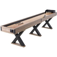 11.5ft 2-in-1 Shuffleboard Bowling Table, Poly-Coated Playfield, X-Legs