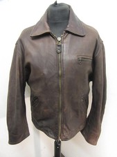 VINTAGE REDSKINS LEATHER HIGHWAYMAN MOTORCYCLE JACKET SIZE XL, ACE PATINA