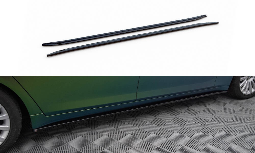 Rajouts des bas de caisse Maxton pour BMW 7 Long F02 en ABS noir mat