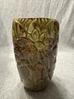 Vintage Royal Haeger Green/Brown Drip Glaze Floral 7.5” Vase R652