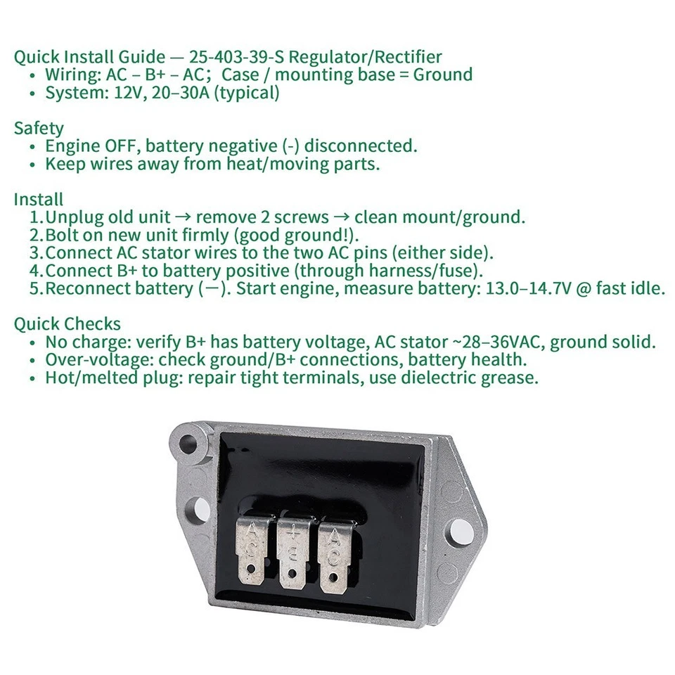 2540339-S Voltage Regulator Rectifier fit Kohler Toro Cub Cadet HustlerGravely - Image 3 of 4
