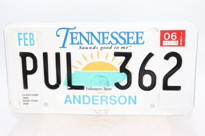 2000-2005 Tennessee Sounds Good To Me License Plate Anderson County '' PUL 362 ''