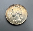 1964-P Washington Quarter - AU Rainbow Toned - 90% US Silver Coin Natural Toning