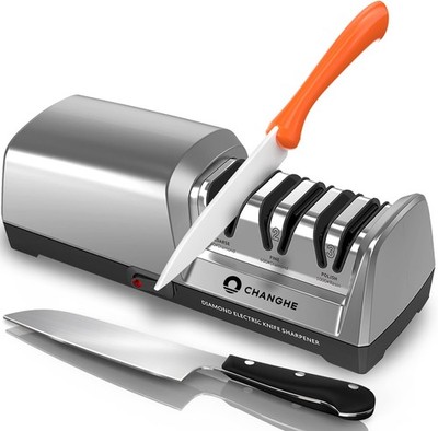 Electric Knife Sharpener 3 Stage - 100% Diamond Abrasives with 15°Precision A...