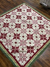 Christmas Red Green Quilt w/ Shams - Approximate Size 85 x 82