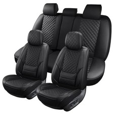 Full Set of Black Leather Car Seat Covers - Breathable - Black4