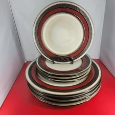 Gibson Elite Everston Red dinner And Salad Plates  Set 8