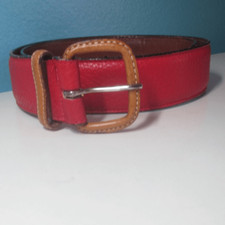 Dooney  Bourke Vintage Red  Brown Leather Belt 30 Made in USA