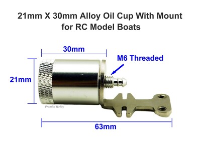 CNC Aluminum Diameter 21mm Oil Cup W/ Mount for T-bar RC Model Boat