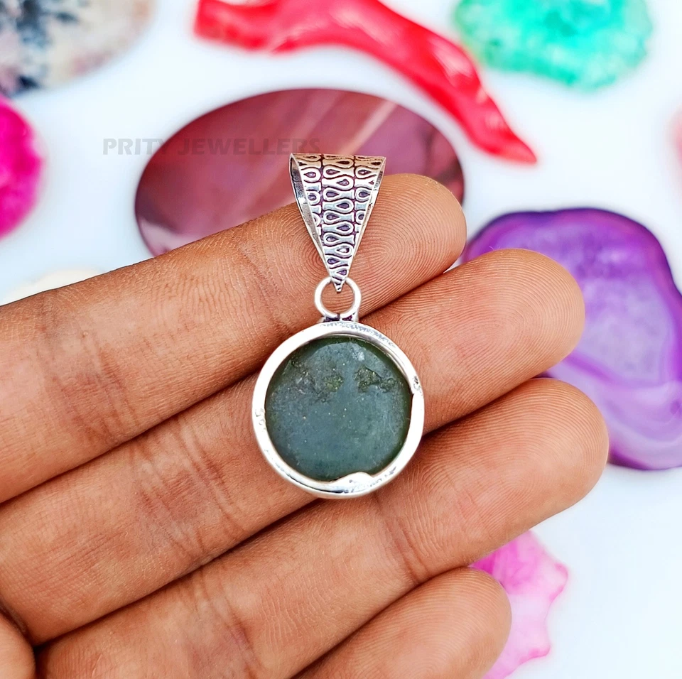 Colgante de ónix verde de plata de ley 925 hecho a mano piedras preciosas naturales joyería regalo Foto 4 de 4