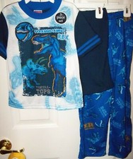 Tyannosaurus Dinosaur Dino Flame Resistant 3 Piece Pajama PJ Set Boys Size 6 NWT
