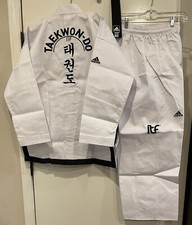 NWT Adidas Taekwondo ITF Black Belt Champion Uniform WH/BK adiTITF02 Sz 180