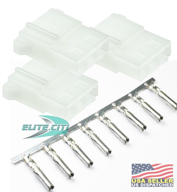 3x TE/AMP 3 Pin Strobe Bulb Power Supply Female Connector Cable Whelen