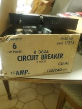  1 ZINSCO RC-38 2 Pole 15 Amp Cir. BrkrZinsco/Sylvania THIN New Old Stock NOS