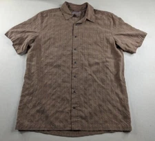 5.11 Tactical Brown Plaid Modal Blend Covert Snap Button Short Sleeve Shirt Sz M