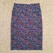 LuLaRoe Cassie Skirt Small Knee Length Unlined Pull On Blue Floral