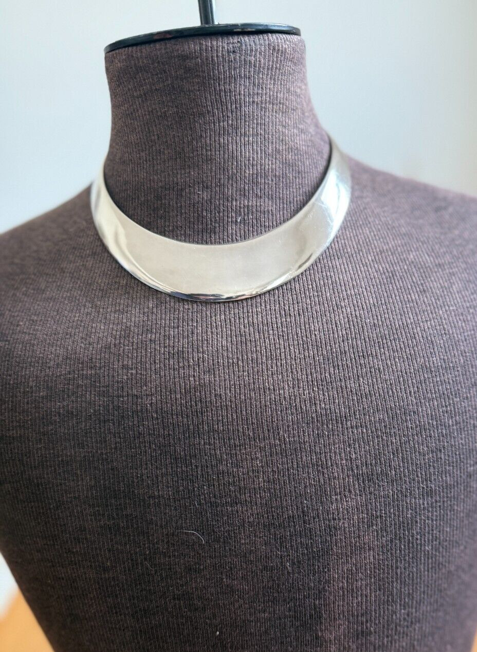 Vintage 60s Solid Silver Torque Collar Necklace 3… - image 3