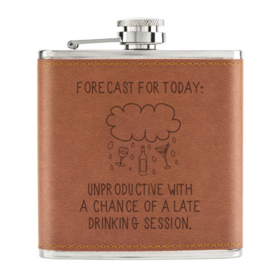 Forecast For Today 170ml Pu-Leder Flachmann Hellbraun - Lustig Wetter Scherz