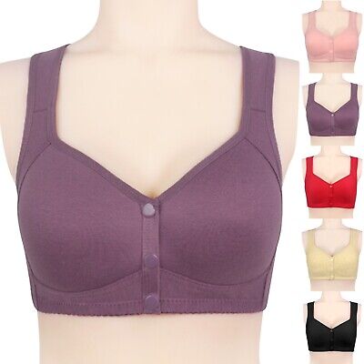 Plus Size Women Front Fastening Bra Cotton Non Wired Padded Soft