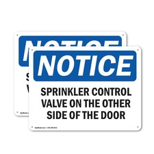 2 Pack Sprinkler Control Valve On The Other Side OSHA Notice Sign Decal Metal