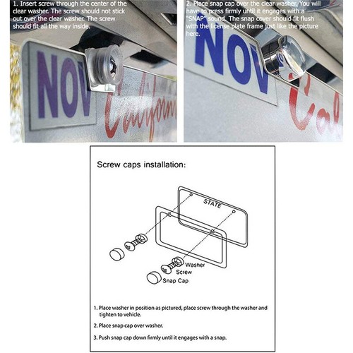 2pcs Silver Chrome Plated Rust Stainless Steel License Plate Holder Weatherproof - Foto 7 di 8