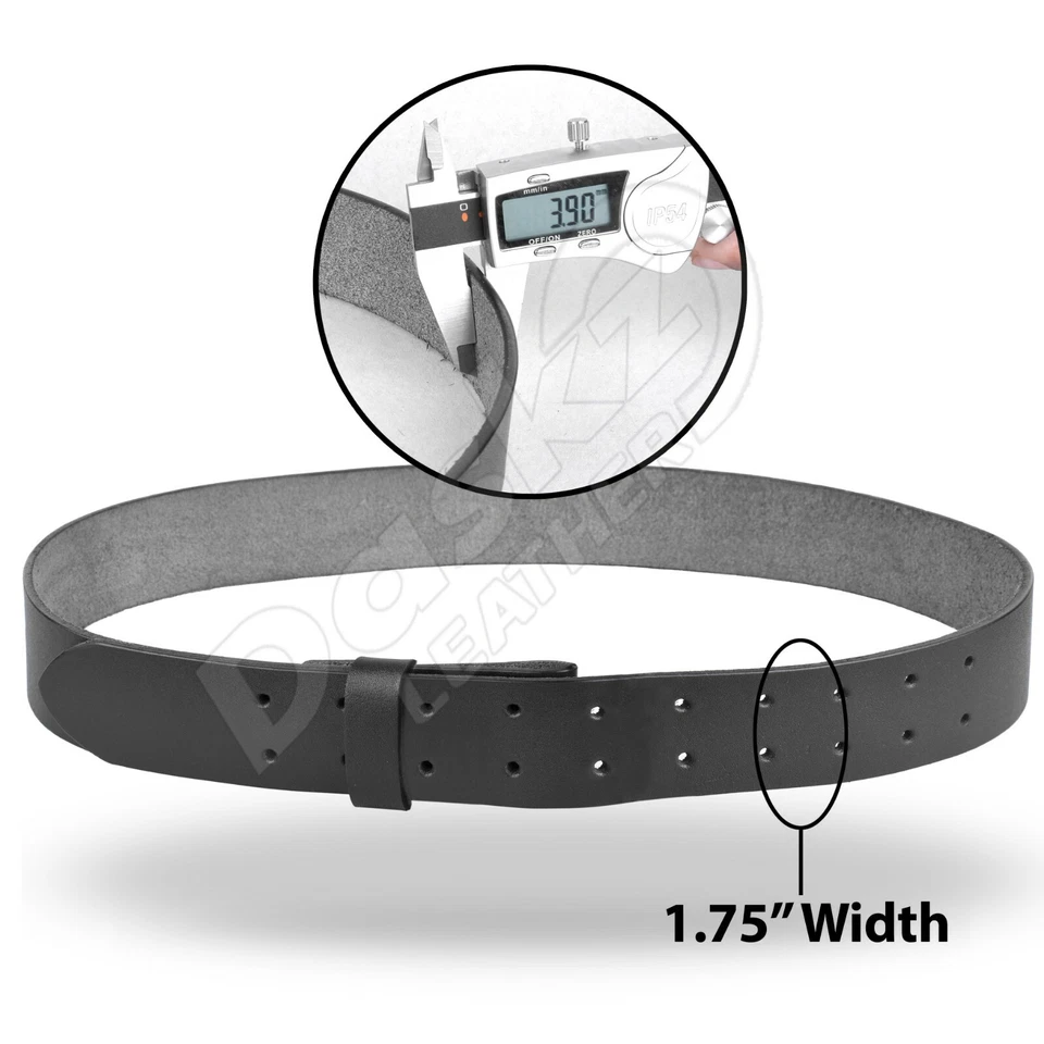 Mens leather belt double hole black brown 100% genuine heavy duty belt buckle - Image 3 of 4