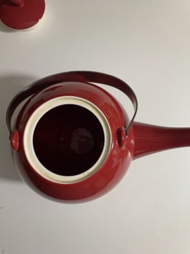 TEAVANA Red TEAPOT Ceramic STAINLESS HANDLE HOLDS 3 CUPS EX CONDITION - Picture 3 of 9