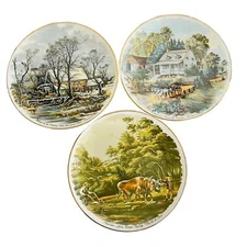VTG Currier and Ives Haritage House Four Seasons Plates Spring Summer Winter