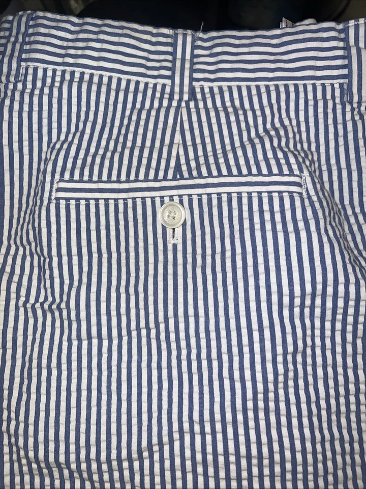 Brooks Brothers GOLF Shorts.  Men’s  38W Blue White Stripes Bermuda  10" Inseam - Image 3 of 4