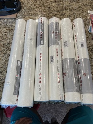 6X - Contemporary satin ivory off white faux concrete plaster textured Wallpaper