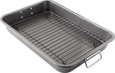 Chef Pomodoro Nonstick Carbon Steel Large Roasting Pan With Rack, Turkey Pans